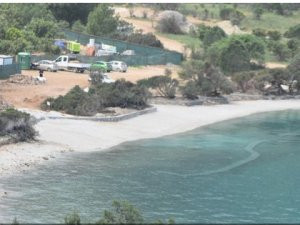 Bodrum'da sahile beyaz kum döken firmaya işlem  